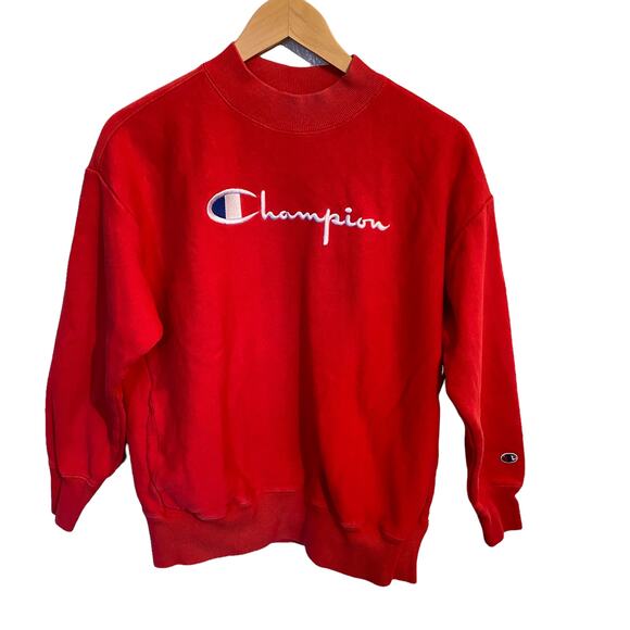 Champion Reverse Weave Sweatshirt Logo Crewneck Red Sz S - Picture 3 of 7